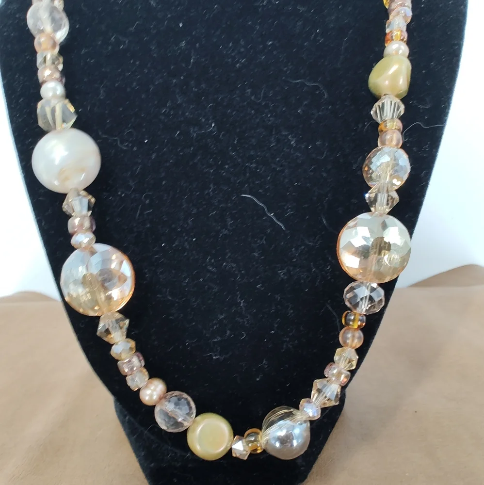 Handmade Chic Gold and Brown Beaded Necklace 23